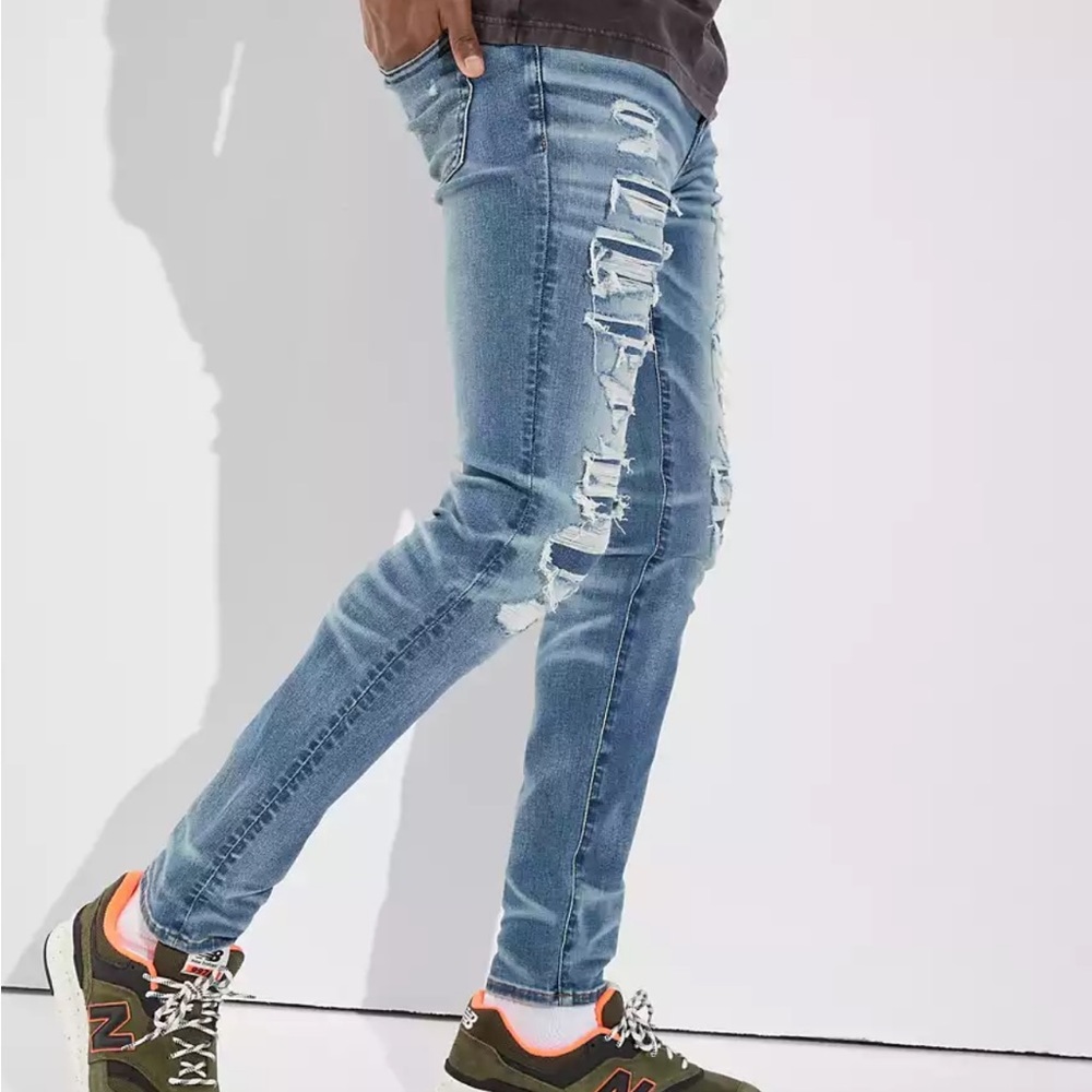 American Eagle Outfitters Destroyed Patched Jeans Distressed Denim